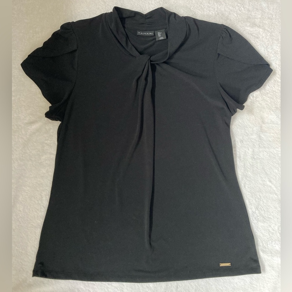 Tahari Black Short Sleeve Blouse